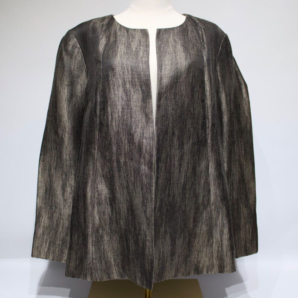 Eileen Fisher Womens Long Sleeve Open Kimono Jacket Blazer Duster Cardigan Large